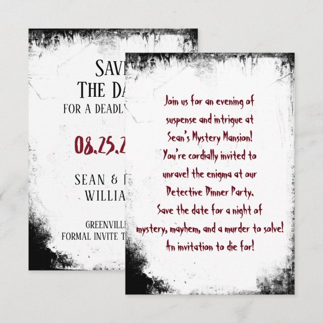 Murder Mystery Save The Date Party (Front/Back)