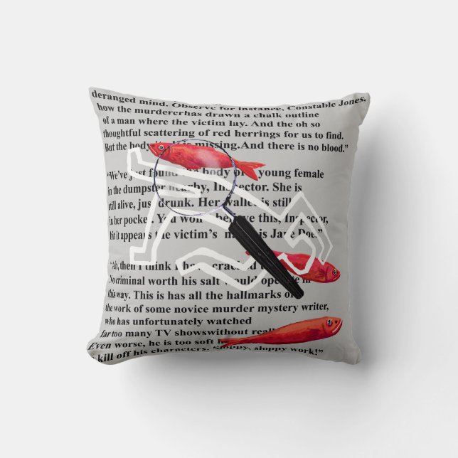 Murder mystery writer cushion (Front)