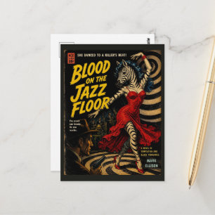 Murder Mystery Zebra Horror Book Cover Postcard