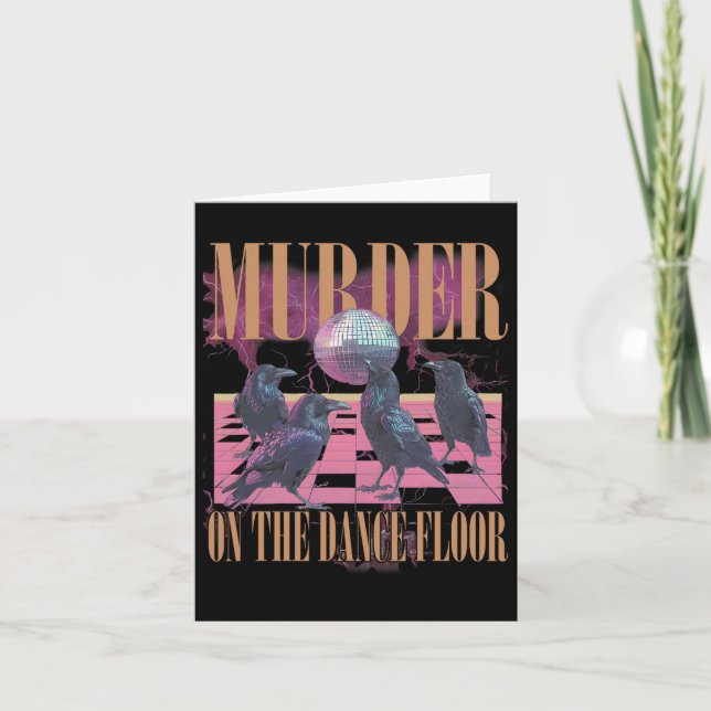 Murder On The Dance Floor Crow Dancing Disco Hallo Card (Front)