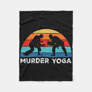Murder Yoga Funny Jiu-jitsu Retro Sunset Bjj Humou Fleece Blanket
