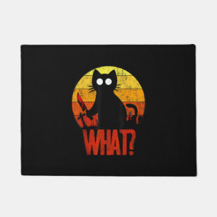 Murderous Black Psycho Cute Cat What Knife Christm Doormat