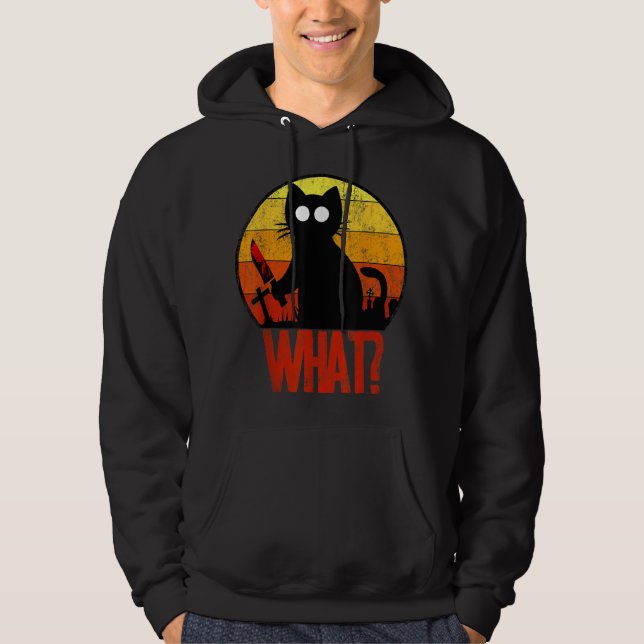 Murderous Black Psycho Cute Cat What Knife Christm Hoodie (Front)