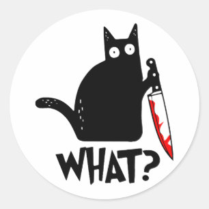 Murderous Cat With Knife Classic Round Sticker