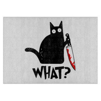 Murderous Cat With Knife Cutting Board
