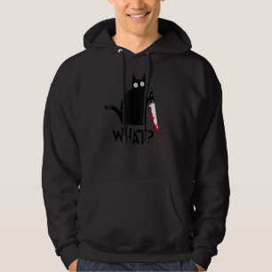 Murderous Cat With Knife Funny Cat What Funny Blac Hoodie