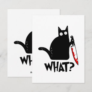 Murderous Cat With Knife Holiday Card