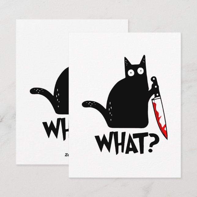 Murderous Cat With Knife Holiday Card (Front/Back)
