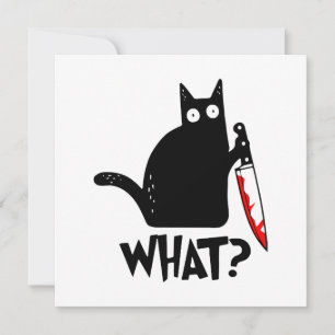 Murderous Cat With Knife Invitation