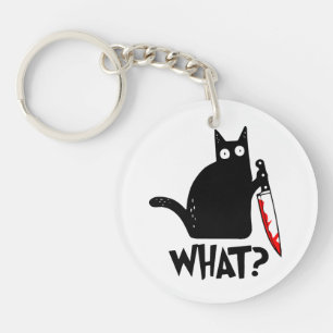 Murderous Cat With Knife Key Ring