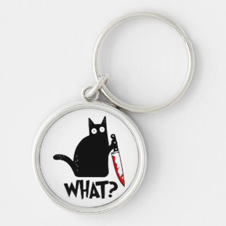 Murderous Cat With Knife Key Ring