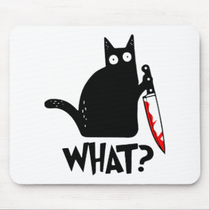 Murderous Cat With Knife Mouse Pad