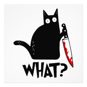 Murderous Cat With Knife Photo Print