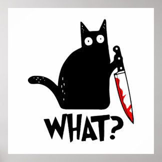 Murderous Cat With Knife Poster
