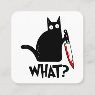 Murderous Cat With Knife Square Business Card