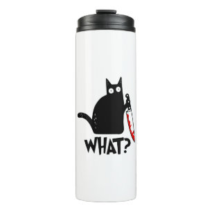 Murderous Cat With Knife Thermal Tumbler