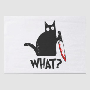Murderous Cat With Knife Tissue Paper