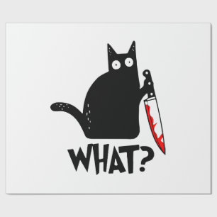 Murderous Cat With Knife Wrapping Paper