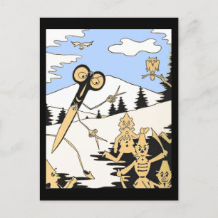 murderous scissors print postcard