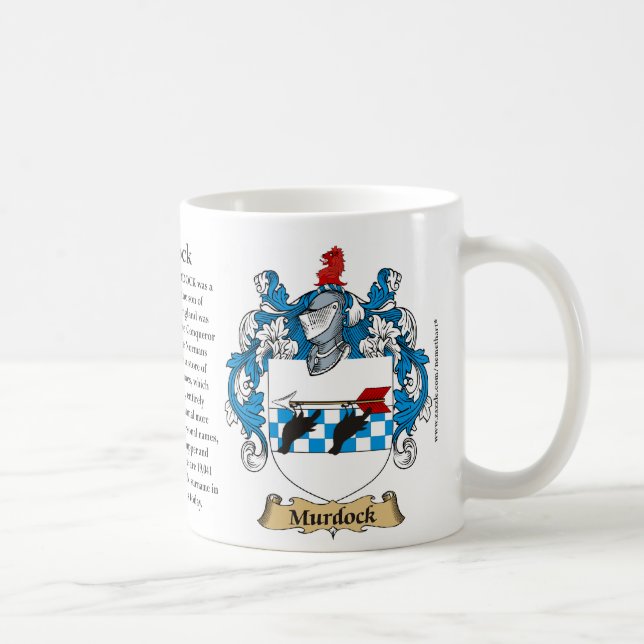 Murdock Family Coat of Arms (Crest) including the Coffee Mug (Right)