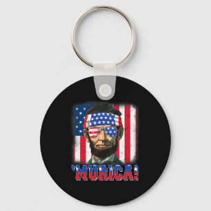 Murica Abe Lincoln 4th Of July Murica Patriotic Me Key Ring