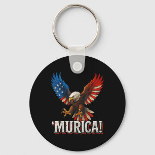 Murica Bald Eagle 4th Of July American Flag Patrio Key Ring