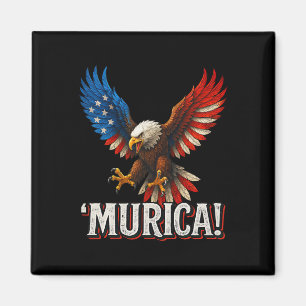 Murica Bald Eagle 4th Of July American Flag Patrio Magnet