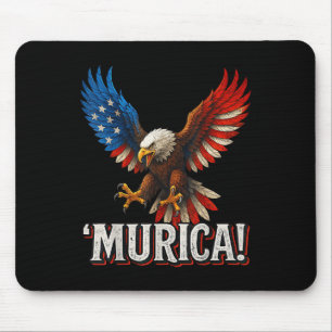 Murica Bald Eagle 4th Of July American Flag Patrio Mouse Pad