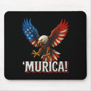 Murica Bald Eagle 4th Of July American Flag Patrio Mouse Pad