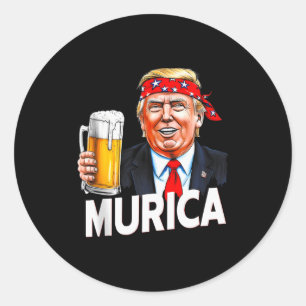 Murica Make Christmas Great Again Funny Trump Drin Classic Round Sticker