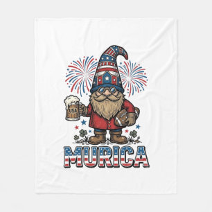 Murica Patriotic Gnome Beer Vintage Shirt Design_1 Fleece Blanket