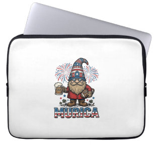 Murica Patriotic Gnome Beer Vintage Shirt Design_1 Laptop Sleeve