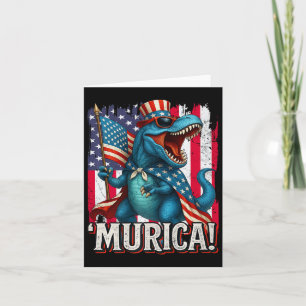 Murica T Rex Dinosaur 4th Of July American Flag Us Card