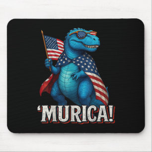 Murica T Rex Dinosaur 4th Of July American Flag Us Mouse Pad