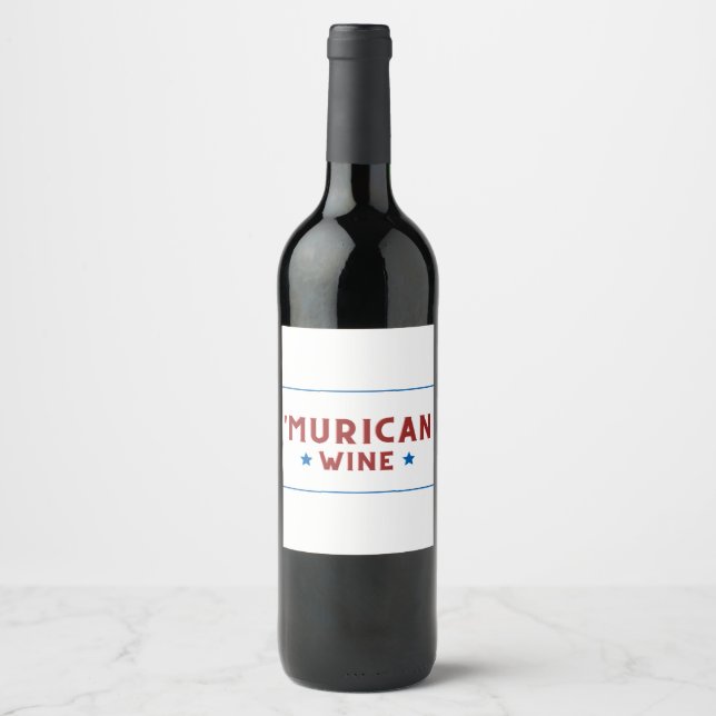 'Murican Wine (White) - July 4th Wine Label (Front)
