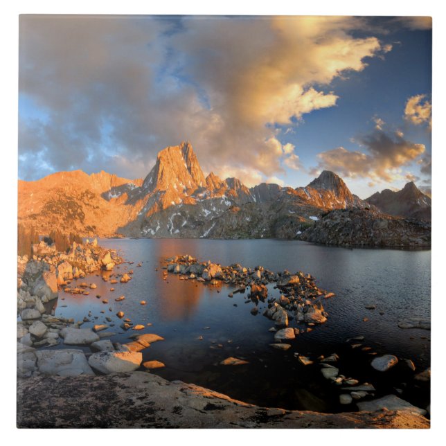 Murieal Lake Sunset 2 - Sierra Ceramic Tile (Front)