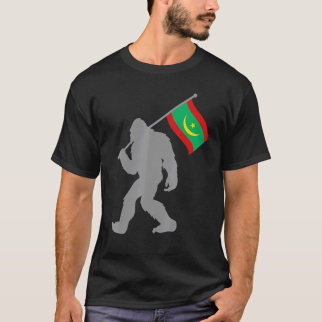 Muritaniya Or Mauritanian Flag On Mauritania Flag T-Shirt (Front)