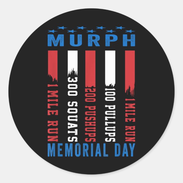 Murph Challenge American Memorial Day Workout Classic Round Sticker (Front)