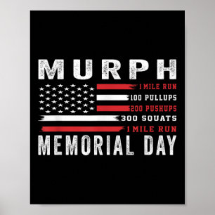 Murph Challenge American Memorial Day Workout Gym Poster