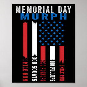 Murph Challenge American Memorial Day Workout Gym Poster