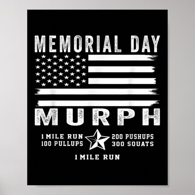 Murph Challenge Memorial Day Workout Gym Us Flag Poster (Front)
