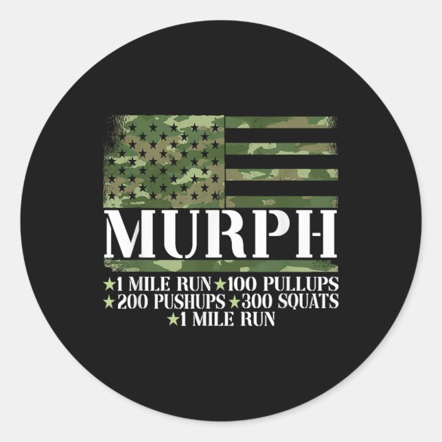 Murph Memorial Day Workout  Classic Round Sticker (Front)