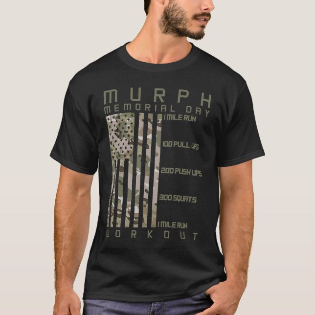 Murph Memorial Day Workout WOD Cam Multi Camo Flag T-Shirt (Front)