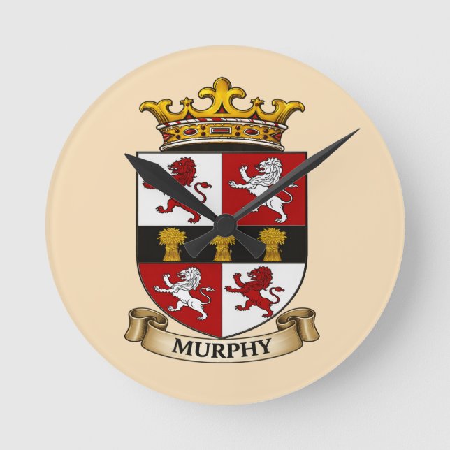 Murphy Family Coat of Arms Round Clock (Front)