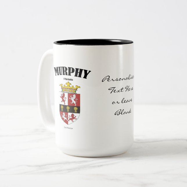 Murphy Family Crest, Translation & Meaning Two-Tone Coffee Mug (Front Left)