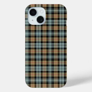Murray Clan Tan and Mint Green Reproduction Tartan iPhone 15 Case