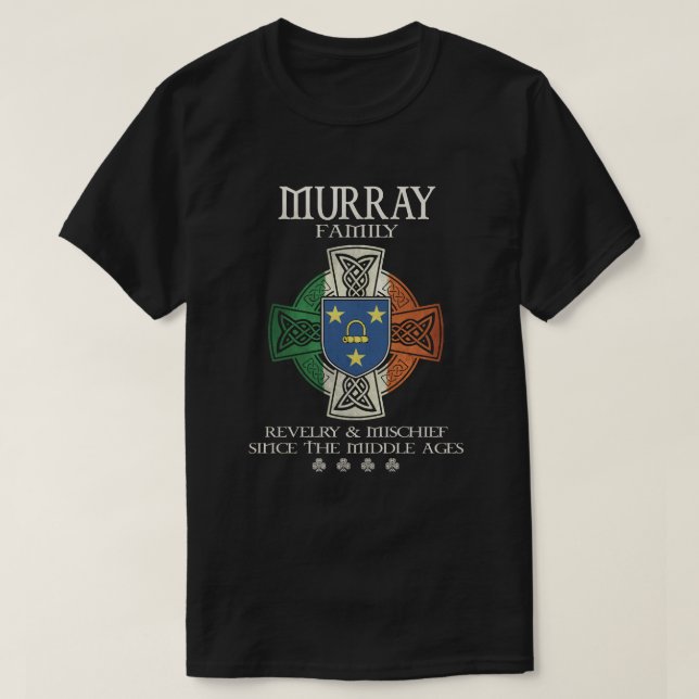 Murray Family  Ireland surname irish flag shamrock T-Shirt (Design Front)
