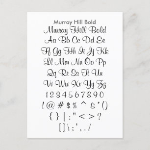 Murray Hill Bold - Zazzle Font Sampler Sheet Postcard