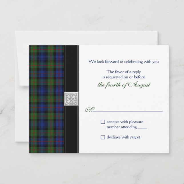 Murray of Atholl Tartan Wedding RSVP Reply (Front)
