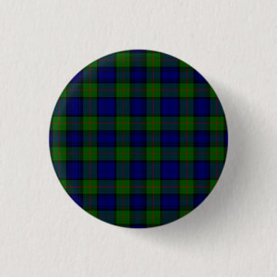 Murray tartan blue green plaid 3 cm round badge
